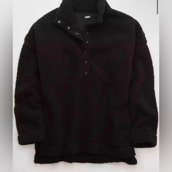 AERIE Cloud Sherpa Oversized Button Pullover Size XS - Picture 4 of 5